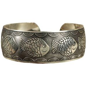 Maxpower (Fish) Women Vintage Ethnic Style Open Jewelry Tibetan Bangle Wide Cuff Bracelet Maxpower (Fish) Women Vintage Ethnic Style Open Jewelry Tibetan Bangle Wide Cuff Bracelet