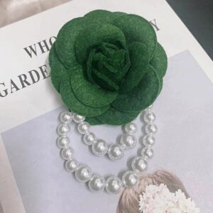 Maxpower (green) 1pc Jewelry Gift Brooch Pin Pearl Tassel Vintage Camellia Flower Fabric Maxpower (green) 1pc Jewelry Gift Brooch Pin Pearl Tassel Vintage Camellia Flower Fabric