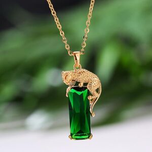 Maxpower (as the picture) Fashion 18k Gold Leopard Pendant Necklace Rectangle Emerald Nec Maxpower (as the picture) Fashion 18k Gold Leopard Pendant Necklace Rectangle Emerald Nec