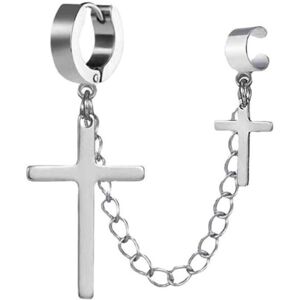 Maxpower (silver) Silver Cross New Black Earrings Ear Studs Stainless Steel Chain Maxpower (silver) Silver Cross New Black Earrings Ear Studs Stainless Steel Chain