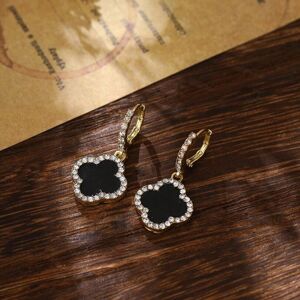 Maxpower (black) Classic Luxury Four-leaf Clover Delicate Rhinestone Women's Earring Maxpower (black) Classic Luxury Four-leaf Clover Delicate Rhinestone Women's Earring