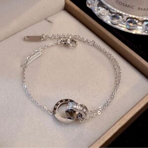 Maxpower (silver) Titanium Bracelet Colorfast Rose Gold Roman Numeral Double Ring Bracele Maxpower (silver) Titanium Bracelet Colorfast Rose Gold Roman Numeral Double Ring Bracele