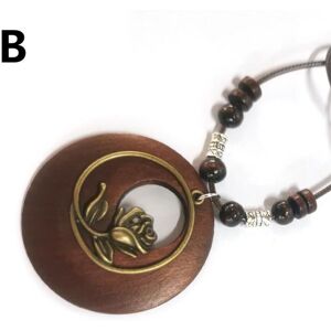 Maxpower (B) 1pc Leaves Long Chain Choker Beaded Pendant Wooden Necklace Gift Ethnic Styl Maxpower (B) 1pc Leaves Long Chain Choker Beaded Pendant Wooden Necklace Gift Ethnic Styl