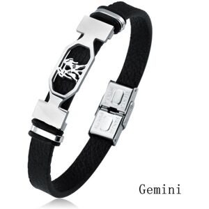 Maxpower (gemini) Charm Jewelry 12 Constellations Stainless Steel Leather Cuff Bracelet M Maxpower (gemini) Charm Jewelry 12 Constellations Stainless Steel Leather Cuff Bracelet M