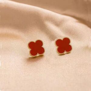 Maxpower (red) Large Four-leaf Clover Earrings Niche Design Sense Of Hundred With Senior Maxpower (red) Large Four-leaf Clover Earrings Niche Design Sense Of Hundred With Senior