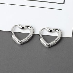 Maxpower (silver) Anenjery Simple Cute Sweet Heart Buckle Hoop Earrings Fashion For Women Maxpower (silver) Anenjery Simple Cute Sweet Heart Buckle Hoop Earrings Fashion For Women
