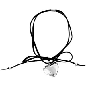 Maxpower (silver) Sweet Cool Love Heart Pendant Necklace Elegant Collar Choker Necklace B Maxpower (silver) Sweet Cool Love Heart Pendant Necklace Elegant Collar Choker Necklace B