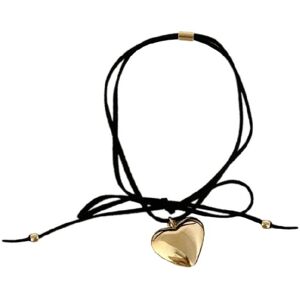 Maxpower (gold) Sweet Cool Love Heart Pendant Necklace Elegant Collar Choker Necklace Bow Maxpower (gold) Sweet Cool Love Heart Pendant Necklace Elegant Collar Choker Necklace Bow