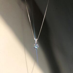 Maxpower (as the picture) Anenjery Single Zircon Necklace For Women Clavicle Chain Silver Maxpower (as the picture) Anenjery Single Zircon Necklace For Women Clavicle Chain Silver