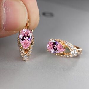 Maxpower (pink) 2022 New Geometric Teardrop Cut Green Stone Earrings Temperament Long Dro Maxpower (pink) 2022 New Geometric Teardrop Cut Green Stone Earrings Temperament Long Dro