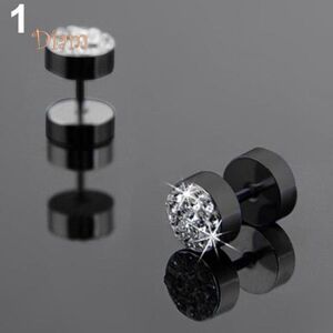 Maxpower (black) Sp 2 Pcs Men Barbell Punk Stainless Steel Crystal Stone Ear Stud Earring Maxpower (black) Sp 2 Pcs Men Barbell Punk Stainless Steel Crystal Stone Ear Stud Earring
