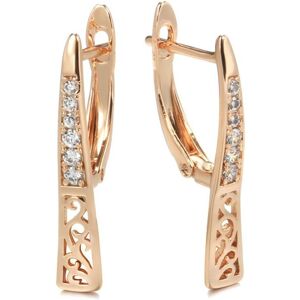 Maxpower (rose gold) Kinel Women 585 Rose Gold Chic Earrings Natural Zircon Long Drop Ear Maxpower (rose gold) Kinel Women 585 Rose Gold Chic Earrings Natural Zircon Long Drop Ear