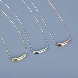 Maxpower (silver) Anenjery Small Eggplant Bend Tube Snake Chain Necklace For Women Clavic Maxpower (silver) Anenjery Small Eggplant Bend Tube Snake Chain Necklace For Women Clavic