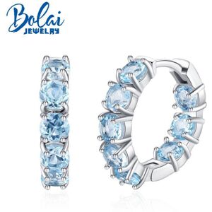 Maxpower (blue, S) 925 Sterling Silver Hoop Earring Natural Sky Blue Topaz Fine Jewelry F Maxpower (blue, S) 925 Sterling Silver Hoop Earring Natural Sky Blue Topaz Fine Jewelry F