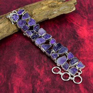 Maxpower (purple, 8 Inches With Adjustable) Rough Amethyst Bracelet Jewelry, 925 Solid St Maxpower (purple, 8 Inches With Adjustable) Rough Amethyst Bracelet Jewelry, 925 Solid St