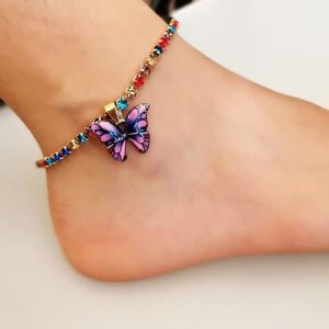 Maxpower (Multicolor & Purple) Butterfly Chain Beach Anklet Bracelet Charm Women Foot Ank Maxpower (Multicolor & Purple) Butterfly Chain Beach Anklet Bracelet Charm Women Foot Ank