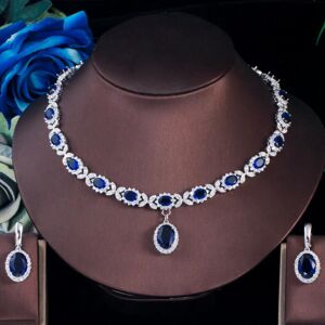 Maxpower (sapphire) Cmm Fashion White Gold Color Cubic Zirconia Drop Earrings Necklace Se Maxpower (sapphire) Cmm Fashion White Gold Color Cubic Zirconia Drop Earrings Necklace Se