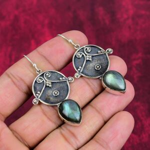 Maxpower (blue, 2.24 Inches) Labradorite Earrings Gemstone Jewelry, 925 Solid Sterling Si Maxpower (blue, 2.24 Inches) Labradorite Earrings Gemstone Jewelry, 925 Solid Sterling Si