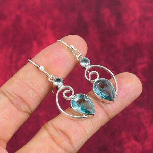 Maxpower (blue, 1.97 Inches) Aqua Apatite Earrings, 925 Solid Sterling Silver Earrings Ha Maxpower (blue, 1.97 Inches) Aqua Apatite Earrings, 925 Solid Sterling Silver Earrings Ha