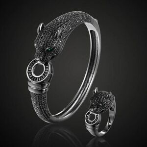Maxpower (Gun Black ring 9) Zlxgirl Jewelry Jet Cubic Zircon Leopard Animal Bridal Bangle Maxpower (Gun Black ring 9) Zlxgirl Jewelry Jet Cubic Zircon Leopard Animal Bridal Bangle