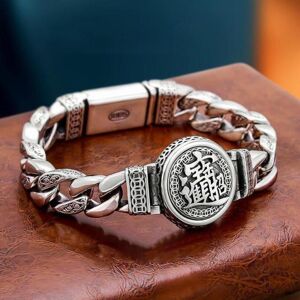 Maxpower (as the picture, 18cm) 925 Retro Silver Reative Passepartout Prayer Bracelet Men Maxpower (as the picture, 18cm) 925 Retro Silver Reative Passepartout Prayer Bracelet Men
