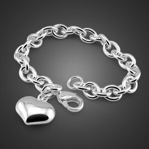 Maxpower (as the picture, 17cm) Fashion Sweet Heart Pendant Solid Silver Bracelet Simple Maxpower (as the picture, 17cm) Fashion Sweet Heart Pendant Solid Silver Bracelet Simple