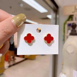 Maxpower (red) Four-leaf Clover Earrings Dongdaemun Net Red Temperament Small And Simple Maxpower (red) Four-leaf Clover Earrings Dongdaemun Net Red Temperament Small And Simple