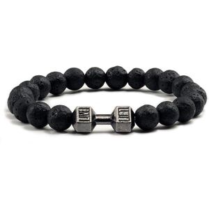 Maxpower (as the picture) Natural Volcanic Stone Bracelet Men Matte Black Lave White Bead Maxpower (as the picture) Natural Volcanic Stone Bracelet Men Matte Black Lave White Bead
