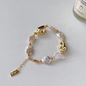 Maxpower (as the picture, Bracelet) Baroque Freshwater Pearl Necklace: Elegant Retro Clav Maxpower (as the picture, Bracelet) Baroque Freshwater Pearl Necklace: Elegant Retro Clav