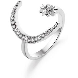 Maxpower (silver, 1 pcs) Ethnic Style Star Moon Open Ring Maxpower (silver, 1 pcs) Ethnic Style Star Moon Open Ring