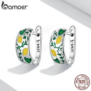 Maxpower (925 silver) Bamoer 925 Sterling Silver Lemon & Leaf Ear Buckles Earrings For Wo Maxpower (925 silver) Bamoer 925 Sterling Silver Lemon & Leaf Ear Buckles Earrings For Wo