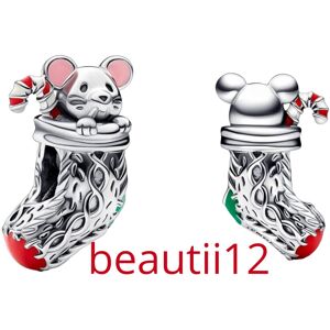 Unbranded (Cute Christmas Socks Mouse bead sterling silver charm fits pandora bracelet ) ( Unbranded (Cute Christmas Socks Mouse bead sterling silver charm fits pandora bracelet ) (
