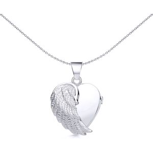 Jewelco London Ladies Sterling Silver Angel Wing Love Heart Locket Necklace 18 i Jewelco London Ladies Sterling Silver Angel Wing Love Heart Locket Necklace 18 i