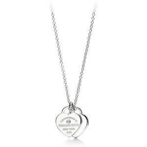 Unbranded (Silver Diamond Double Heart Necklace) Classic T-Home Double Heart Heart Pendant Unbranded (Silver Diamond Double Heart Necklace) Classic T-Home Double Heart Heart Pendant