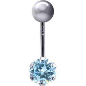 Jewelco London Ladies 9ct White Gold 6mm Cubic Zirconia Solitaire Banana Belly B Jewelco London Ladies 9ct White Gold 6mm Cubic Zirconia Solitaire Banana Belly B