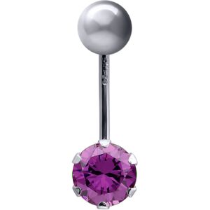 (9ct White gold, Purple) Jewelco London Ladies 9ct Yellow Gold 6mm Cubic Zirconi (9ct White gold, Purple) Jewelco London Ladies 9ct Yellow Gold 6mm Cubic Zirconi