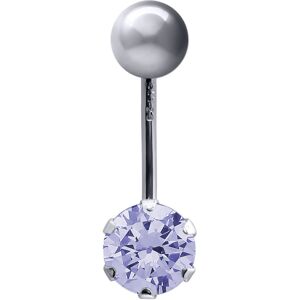 (9ct White gold, Lilac) Jewelco London Ladies 9ct Yellow Gold 6mm Cubic Zirconia (9ct White gold, Lilac) Jewelco London Ladies 9ct Yellow Gold 6mm Cubic Zirconia