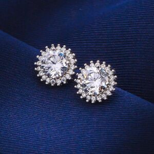 Unbranded 2.4ct D-Color Moissanite Stud Earrings, 7mm x2, 925 Sterling Silver, White Gold Unbranded 2.4ct D-Color Moissanite Stud Earrings, 7mm x2, 925 Sterling Silver, White Gold
