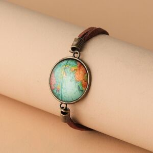 Unbranded Vintage World Map Charm Brown Bracelet Jewelry Gift For Families Friends Unbranded Vintage World Map Charm Brown Bracelet Jewelry Gift For Families Friends