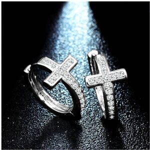 Unbranded Special Geometrical Silver Cross Earrings Brinco High-Grade CZ Zircon Hoop Earri Unbranded Special Geometrical Silver Cross Earrings Brinco High-Grade CZ Zircon Hoop Earri