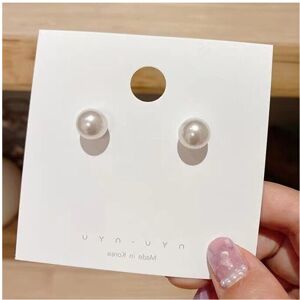 Unbranded Silver Needle Round Pearl Earrings Women's Retro French Hong Kong Style Stud Ear Unbranded Silver Needle Round Pearl Earrings Women's Retro French Hong Kong Style Stud Ear