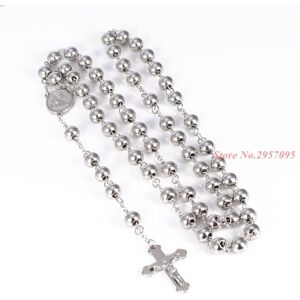 Unbranded Classic Womens Mens Necklace Stainless Steel Silver Bead Rosary Chain Jesus Chri Unbranded Classic Womens Mens Necklace Stainless Steel Silver Bead Rosary Chain Jesus Chri