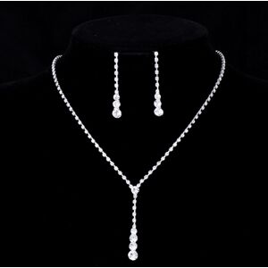 Unbranded Necklace Water Diamond Earrings Set Geometric Shape Silver Electroplated Jewelry Unbranded Necklace Water Diamond Earrings Set Geometric Shape Silver Electroplated Jewelry