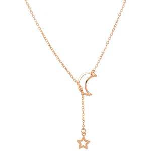 Unbranded (Gold) And Trendy Fashionable Chain Necklace With Moon And Jewelry Pendant Star Unbranded (Gold) And Trendy Fashionable Chain Necklace With Moon And Jewelry Pendant Star