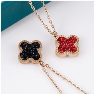 Unbranded (Rose gold four-leaf clover black necklace) A red, black and white swan necklace Unbranded (Rose gold four-leaf clover black necklace) A red, black and white swan necklace