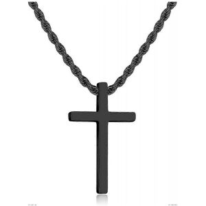 Unbranded (22 Inches, Black) Cross Necklace for Men,Stainless Steel Black Silver Gold Cros Unbranded (22 Inches, Black) Cross Necklace for Men,Stainless Steel Black Silver Gold Cros