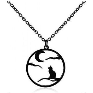 Unbranded Halloween Moon Cat Necklace - Stainless Steel Black Branch Loyalty Pendant Neckl Unbranded Halloween Moon Cat Necklace - Stainless Steel Black Branch Loyalty Pendant Neckl