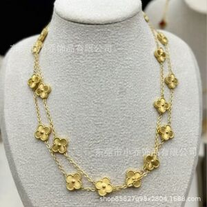 Unbranded (A golden necklace with 20 floral patterns) Lucky four-leaf clover necklace, a f Unbranded (A golden necklace with 20 floral patterns) Lucky four-leaf clover necklace, a f