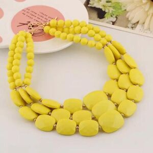 Unbranded (yellow, null) European & American Multi-layer Acrylic Necklace & Earring Set - Unbranded (yellow, null) European & American Multi-layer Acrylic Necklace & Earring Set -