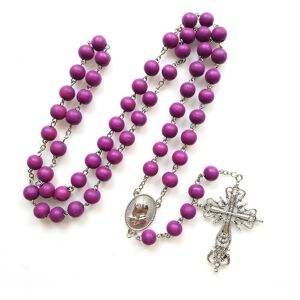 Unbranded (As show, One size) Cross Rosary Necklace - Purple Religious Prayer and Meditati Unbranded (As show, One size) Cross Rosary Necklace - Purple Religious Prayer and Meditati